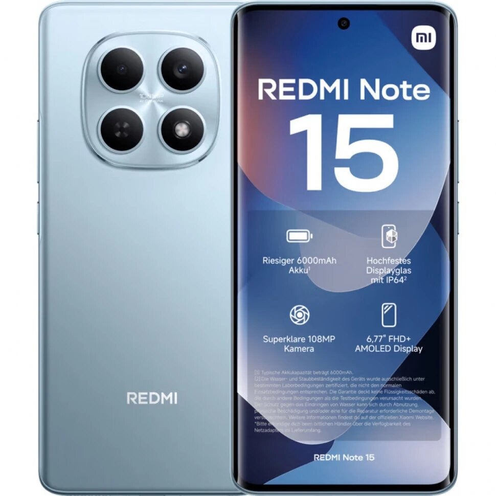 Смартфон Xiaomi Redmi Note 15 8/512Гб, Синий EU