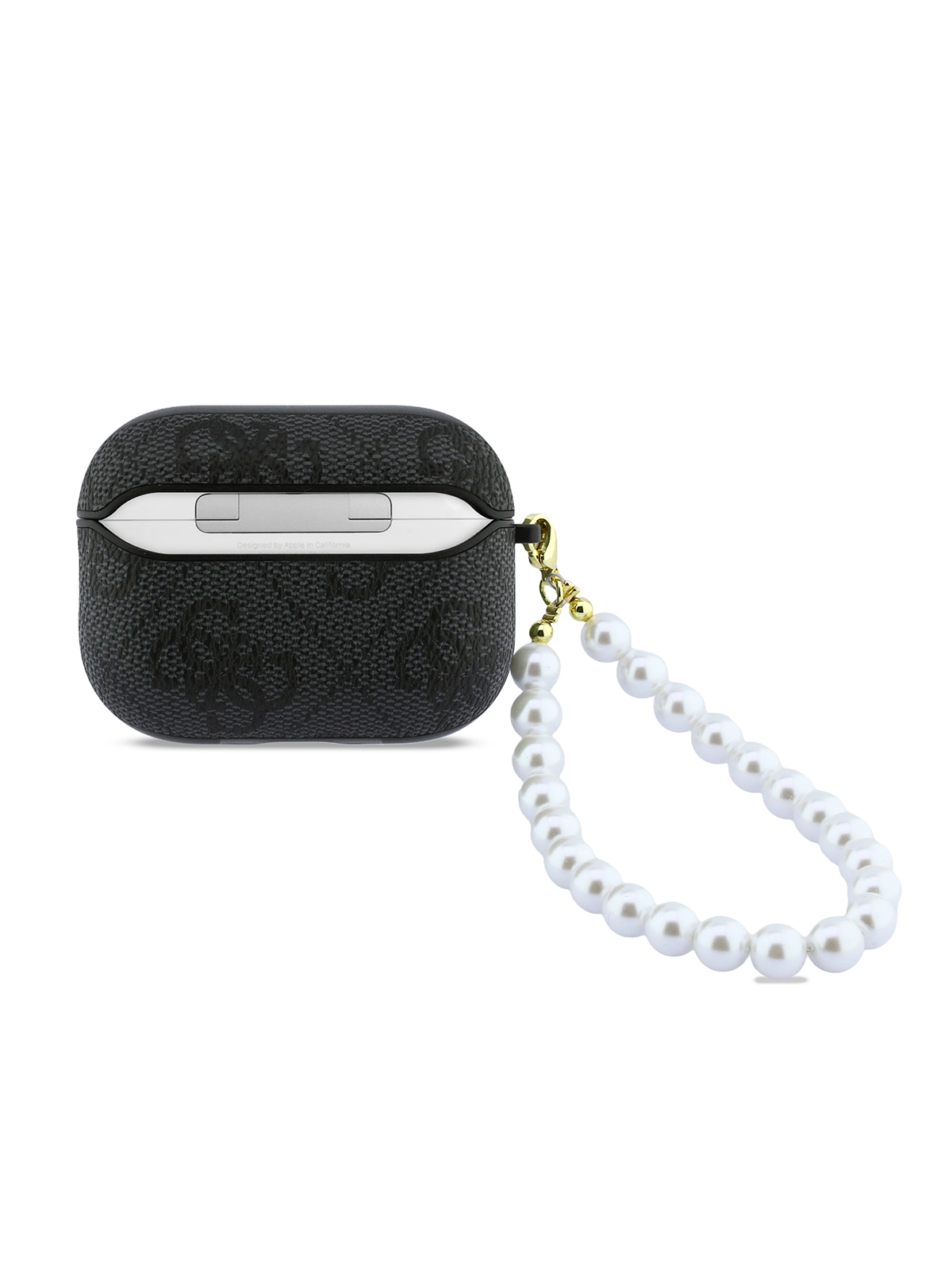 Чехол Guess для Airpods Pro 3 PU leather 4G with Classic metal logo and Pearl hand strap, Черный