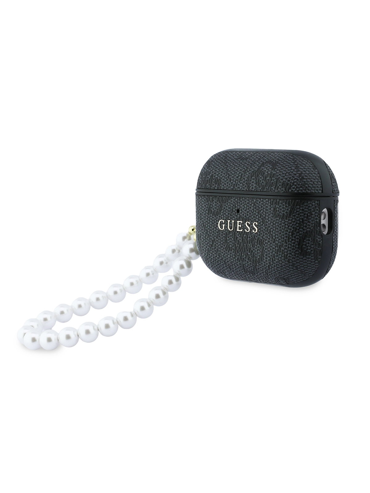 Чехол Guess для Airpods Pro 3 PU leather 4G with Classic metal logo and Pearl hand strap, Черный