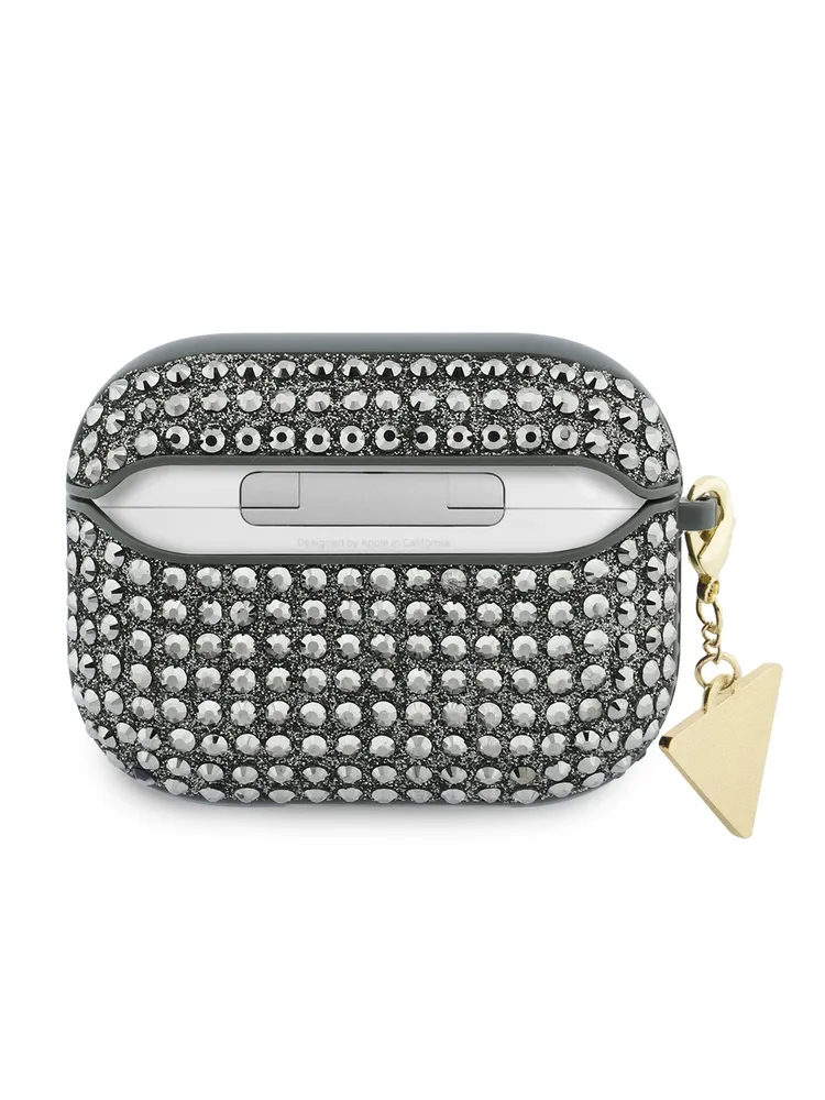 Чехол Guess для Airpods Pro 3 Diamond Rhinestone with Triangle charm, Хаки